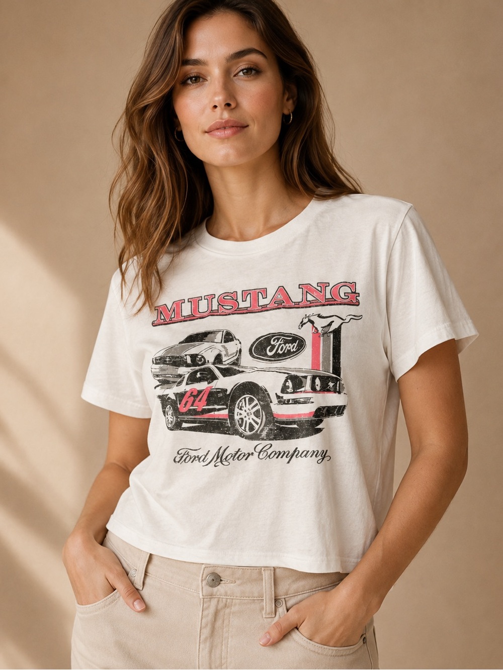 Ford Mustang Graphic Crop Tee NWT Size M